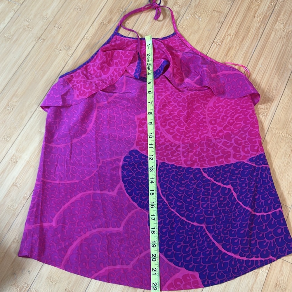 Trina Turk Hot Magenta & Purple Silk Halter Top size Medium - Picture 10 of 10